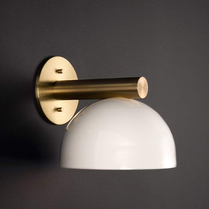 Natural Brass body, Gloss White shade, Tala Sphere I