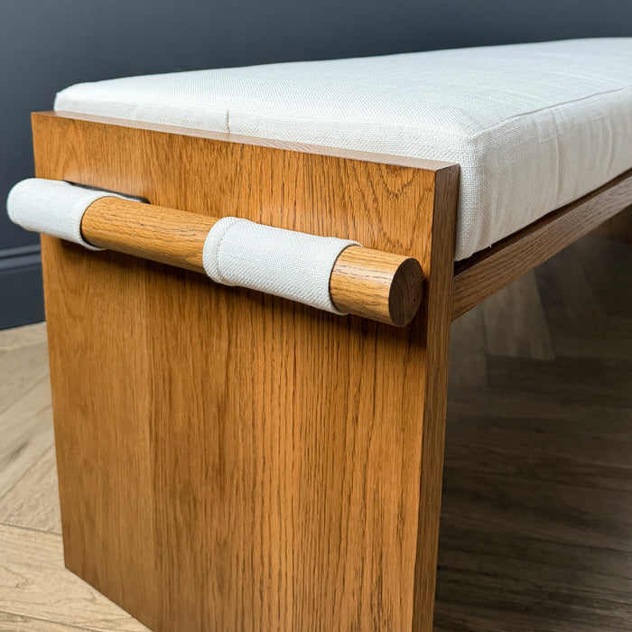 Sample Farren Bench - Ash Acorn + Maddox Porcelain Upholstery