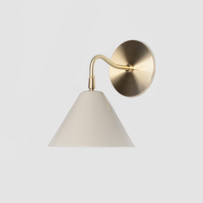 Sample Arlo Pin-Up Sconce - Natural Brass + Gloss Off White Shade