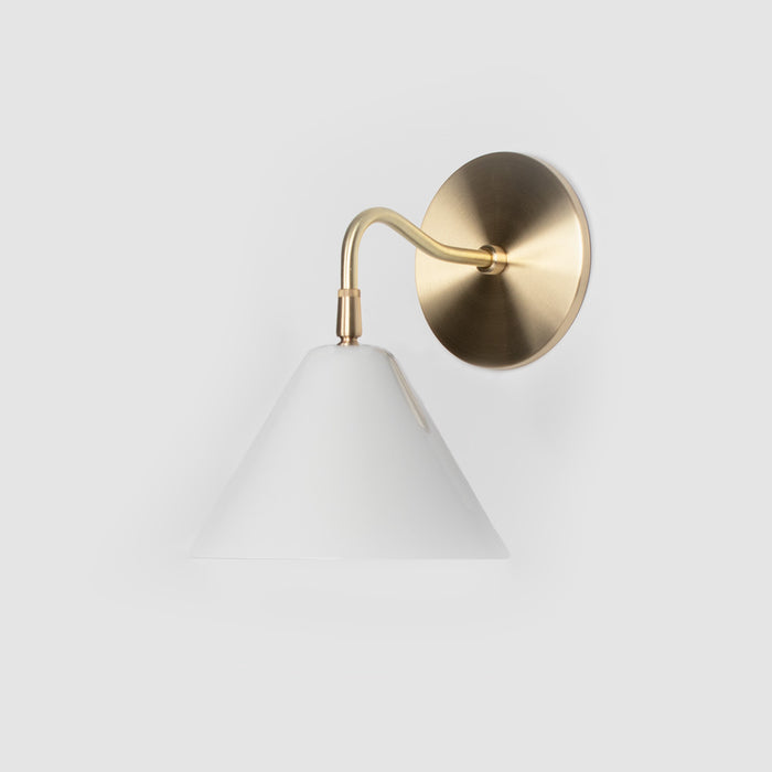 Sample Arlo Pin-Up Sconce - Natural Brass + Gloss White Shade