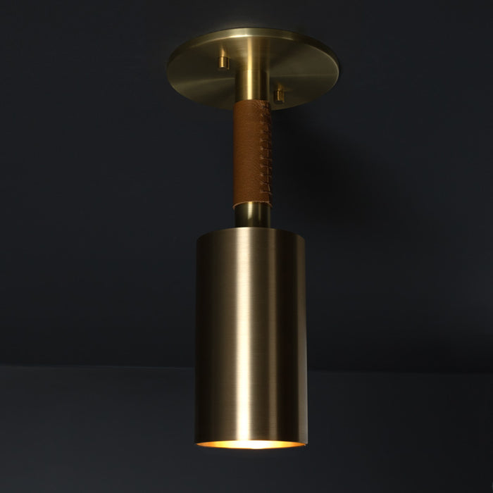 Sample Avery Pendant Short - Natural Brass + Caramel Leather