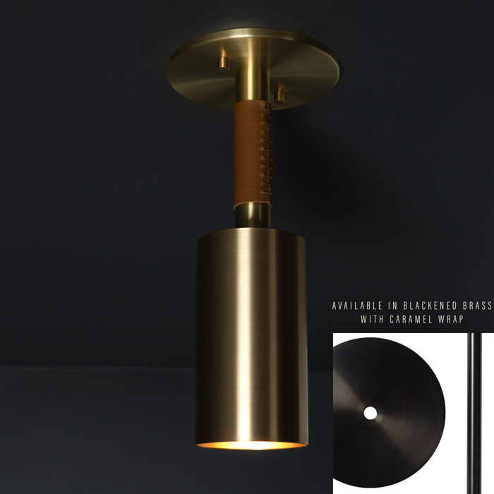 Sample Avery Pendant Short - Blackened Brass + Caramel Leather