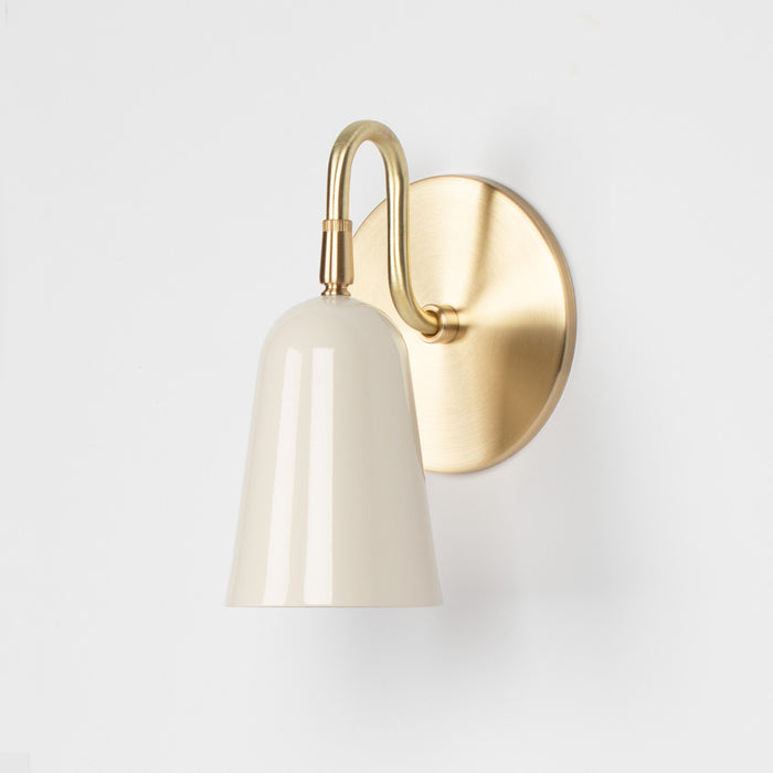 Sample Perry Pin-Up Sconce - Natural Brass + Gloss Off White Shade