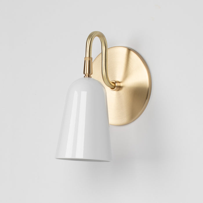 Sample Perry Pin-Up Sconce - Natural Brass + Gloss White Shade