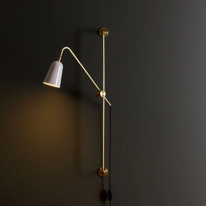 Sample Perry Sconce - Natural Brass + Gloss Off White Shade