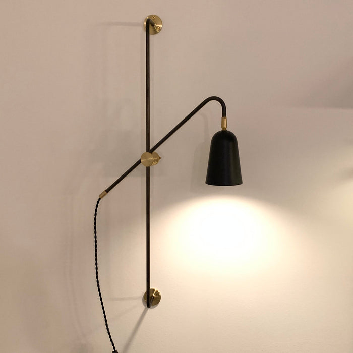 Sample Perry Sconce - Blackened + Natural Brass + Matte Black Shade